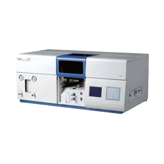 AA320N series atomic absorption spectrophotometer with flame and graphite furnace options – showing double beam optical system, titanium burner, and accessories for trace element analysis. For research use only.