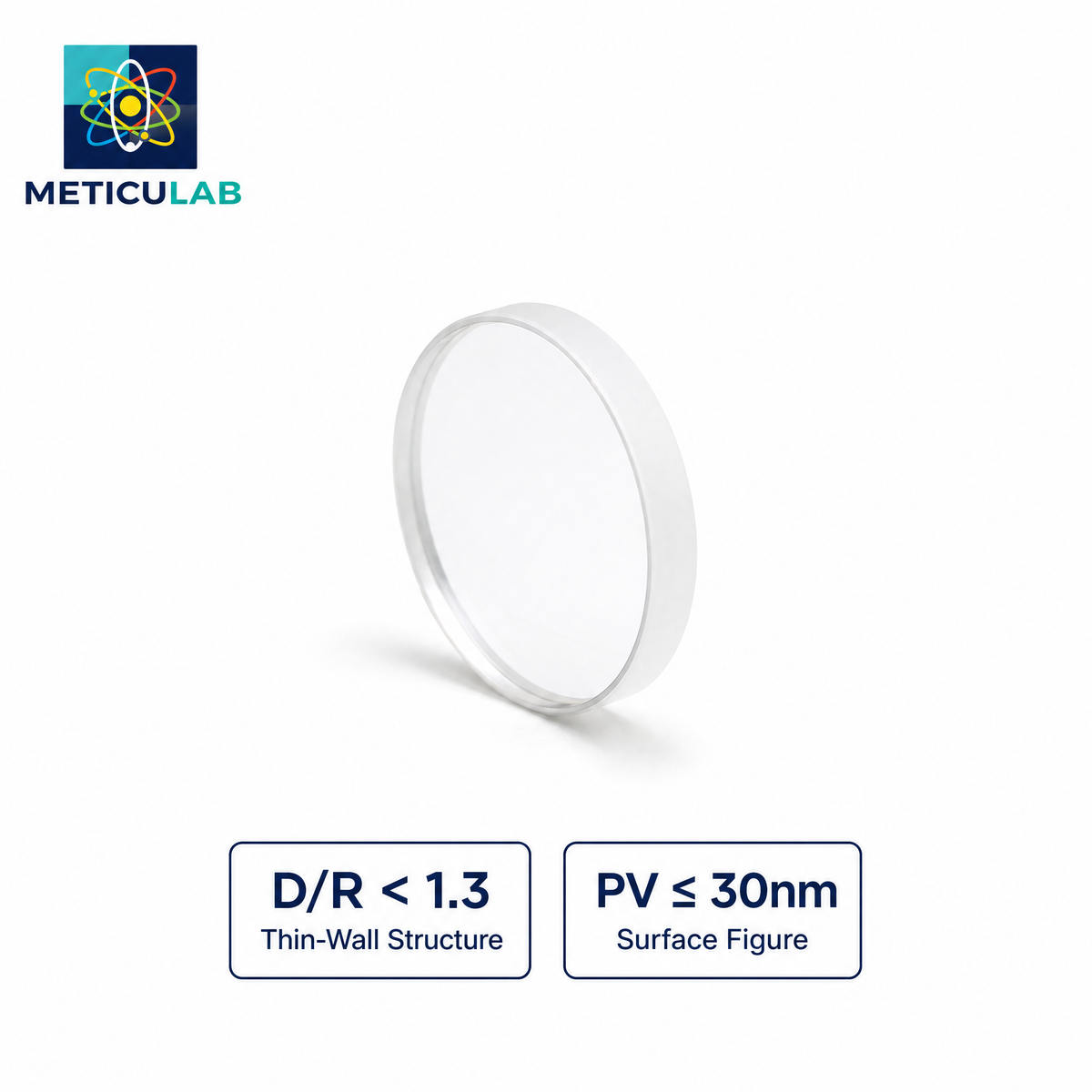 METICULAB UV-Grade CaF₂ Biconcave Meniscus Lens