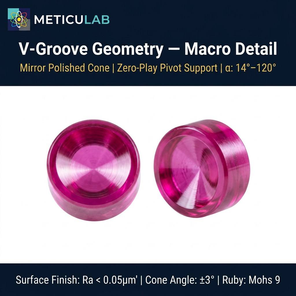 METICULAB™ Precision Vee Jewel Bearing | Synthetic Ruby Sapphire Cone Pivot | OD 0.60-20.00mm