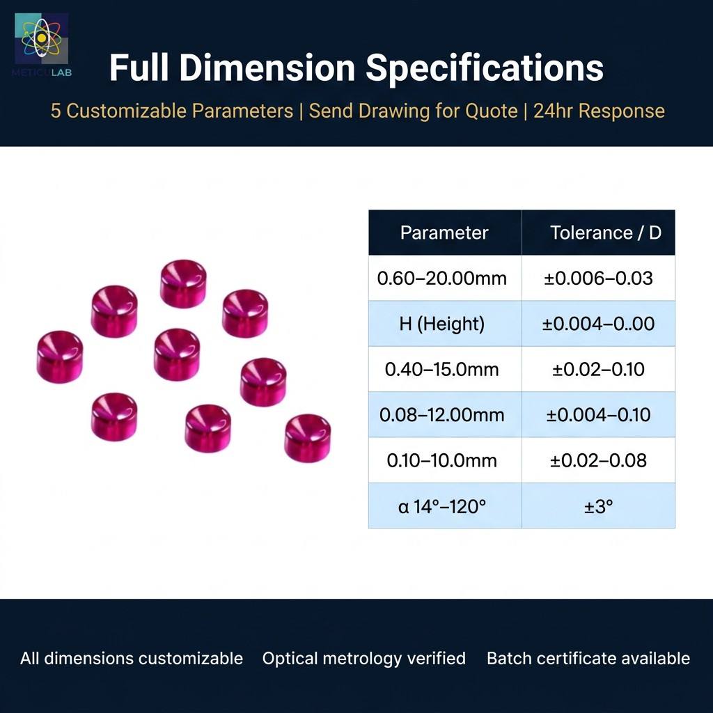 METICULAB™ Precision Vee Jewel Bearing | Synthetic Ruby Sapphire Cone Pivot | OD 0.60-20.00mm