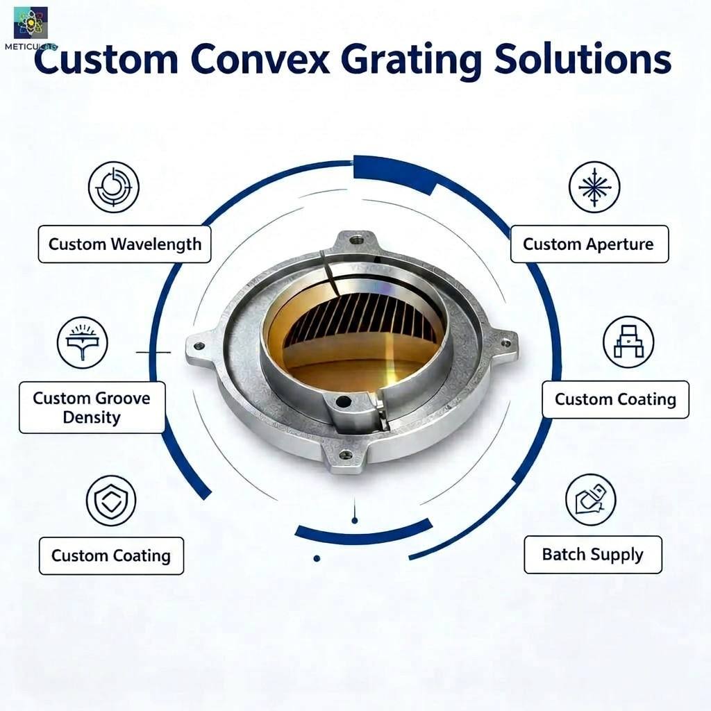 Convex Diffraction Grating for Imaging Spectrometers | 0.2 - 16 micron Full Spectrum | Meticulab