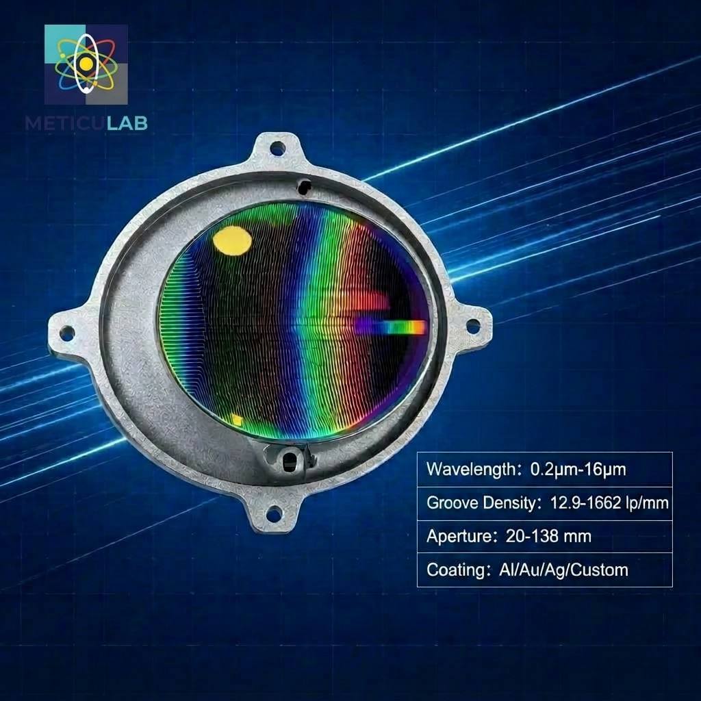 Convex Diffraction Grating for Imaging Spectrometers | 0.2 - 16 micron Full Spectrum | Meticulab