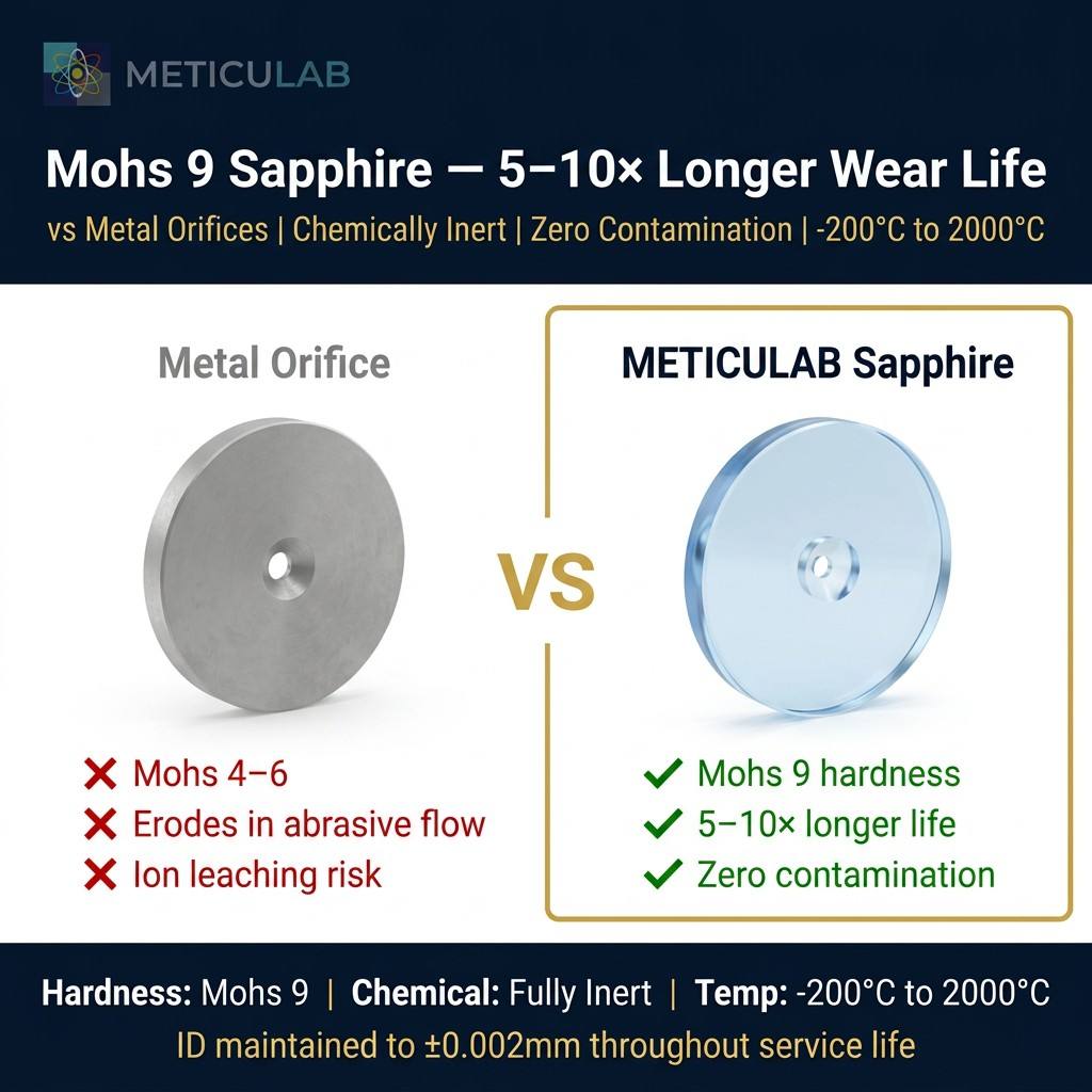 METICULAB™ Precision Sapphire Micro Hole Component | 0.03-0.18mm ID | ±0.002mm | Water Jet & HPLC