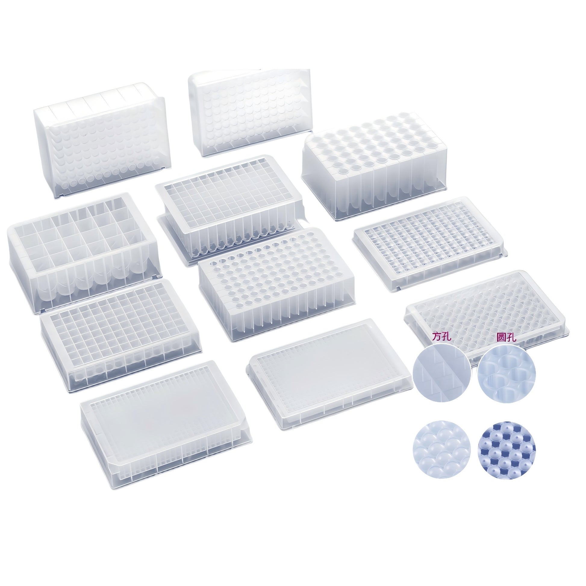Meticulab complete range of deep well plates, available in round and square well formats for lab sample processing