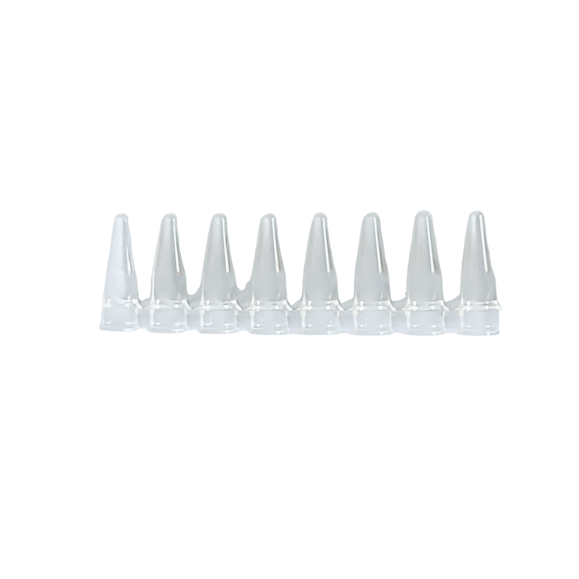 PCR 8-strip tubes, clear plastic, DNase/RNase free, for molecular diagnostics
