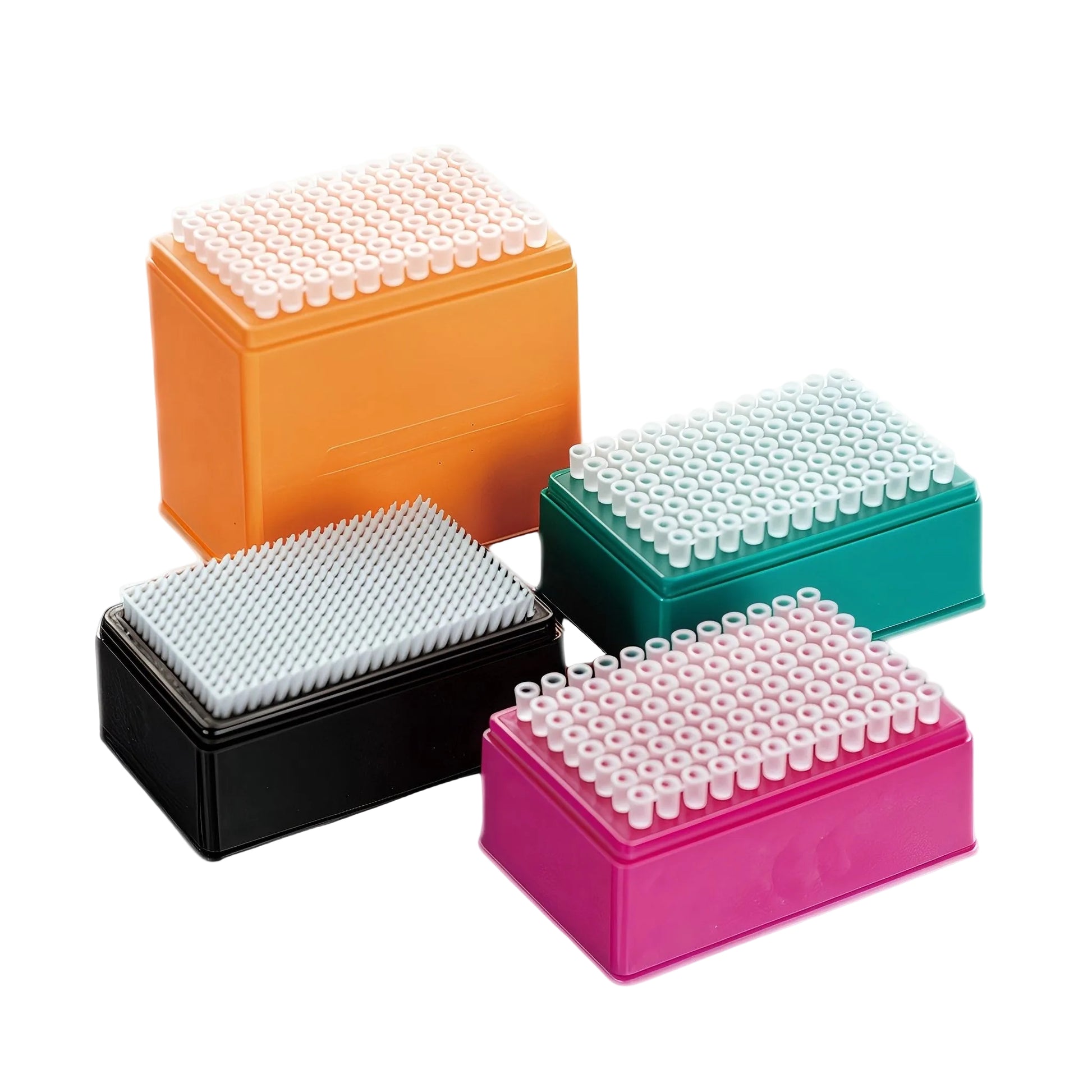 Premium pipette tip racks, multicolor options, certified clean, low-retention, compatible with Eppendorf, Rainin, Gilson, export only
