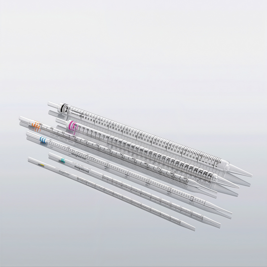 Sterile serological pipettes, individually wrapped, 1ml to 50ml, for laboratory research use. Gamma sterilized, DNase/RNase free.