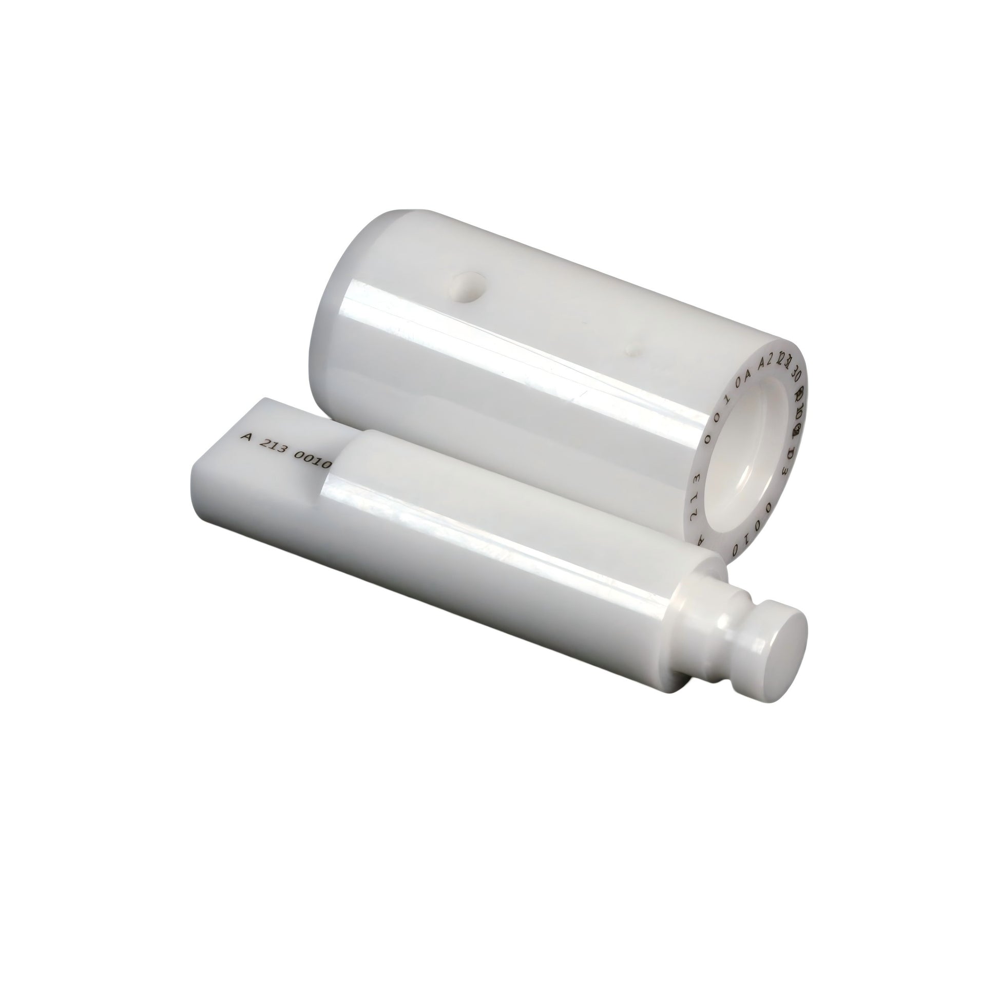 Zirconia ceramic piston component, precision machined for industrial automation
